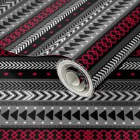 Black, White, Gray & Red Tribal Geometrics