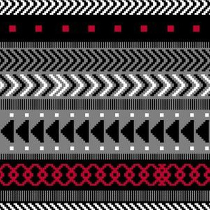 Black, White, Gray & Red Tribal Geometrics