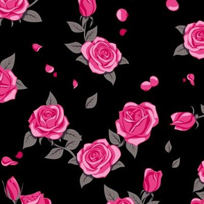 Pink roses on black