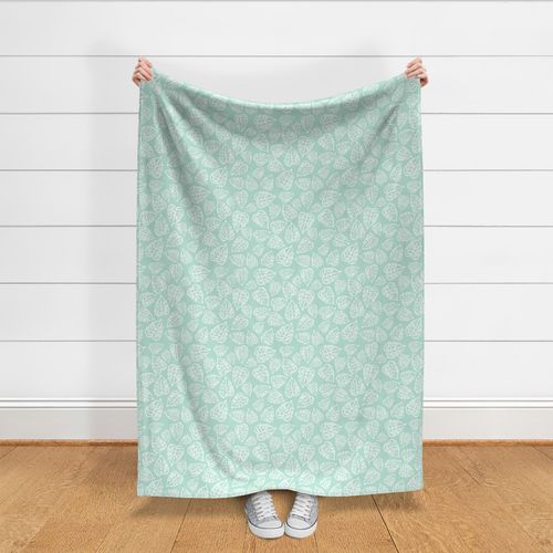 drawn tropical leaf - mint green Fabric | Spoonflower