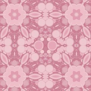 Stylized Pink Flowers with Bubbles