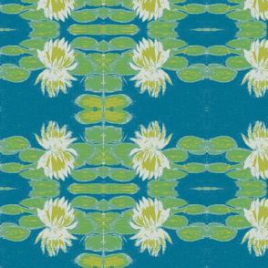 waterlily_sketch_in_white on teal-ch