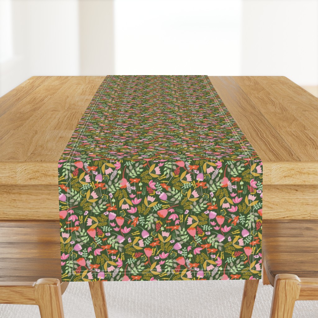 Wild meadow floral in green - medium