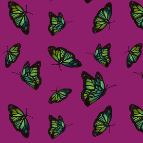 Butterflies on magenta background
