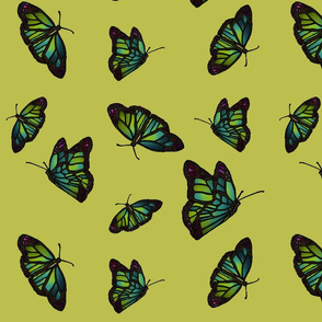Butterflies on citrine background