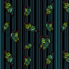 Steampunk Barcode Stripe Butterfly in turquoise