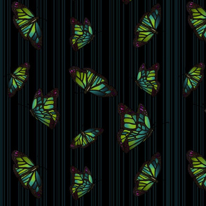 Steampunk Barcode Stripe Butterfly in dark turquoise
