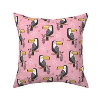 Toucan Bird Tropical Geometric Triangles on Pink