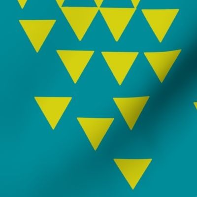 citrus yellow geo triangle on teal