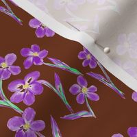 Dainty Meadow Flowers on Fields of Dark Chocolate Fudge