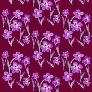 Dainty Meadow Flowers on Fields of Dark Plum