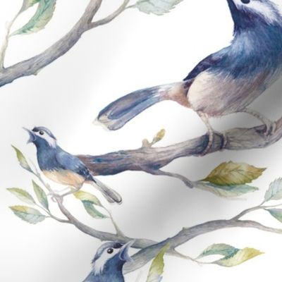 Watercolor birds pattern