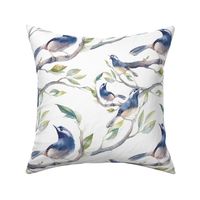 Watercolor birds pattern