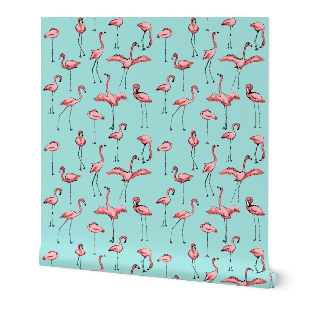 Flamingos Just Want to Have Fun in Teal