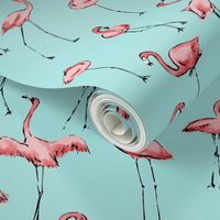 Flamingos Just Want to Have Fun in Teal