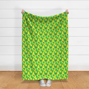 Pineapple and Monstera Leaves on Yellow Hawaiian Shirt Print