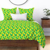 Pineapple and Monstera Leaves on Yellow Hawaiian Shirt Print