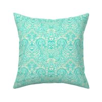 Detailed Decorative Art Nouveau Doodle in mint green