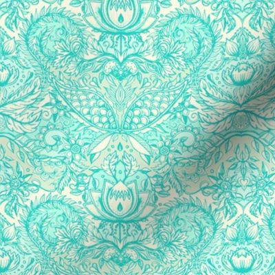 Detailed Decorative Art Nouveau Doodle in mint green