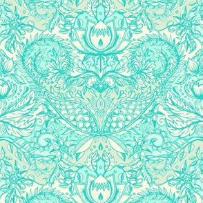 Detailed Decorative Art Nouveau Doodle in mint green