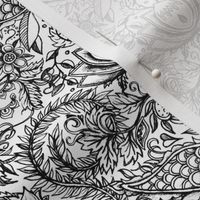 Detailed Decorative Art Nouveau Doodle in black and white