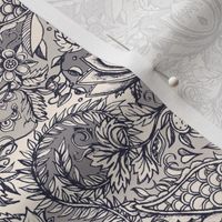 Detailed Decorative Art Nouveau Doodle in soft monochrome