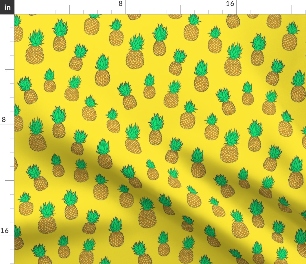 Pineapples on Sunny Yellow