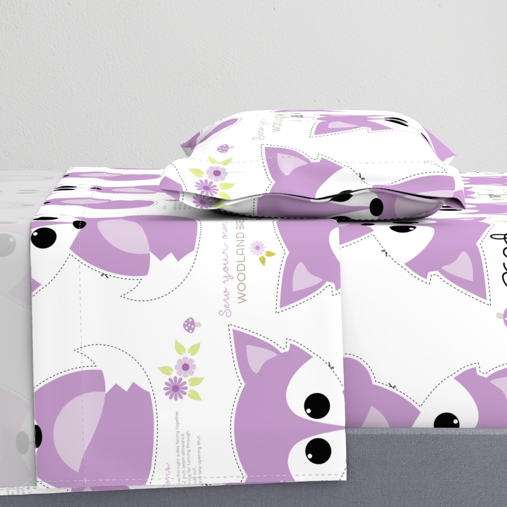 Sew your own baby fox - 2 fronts in purple