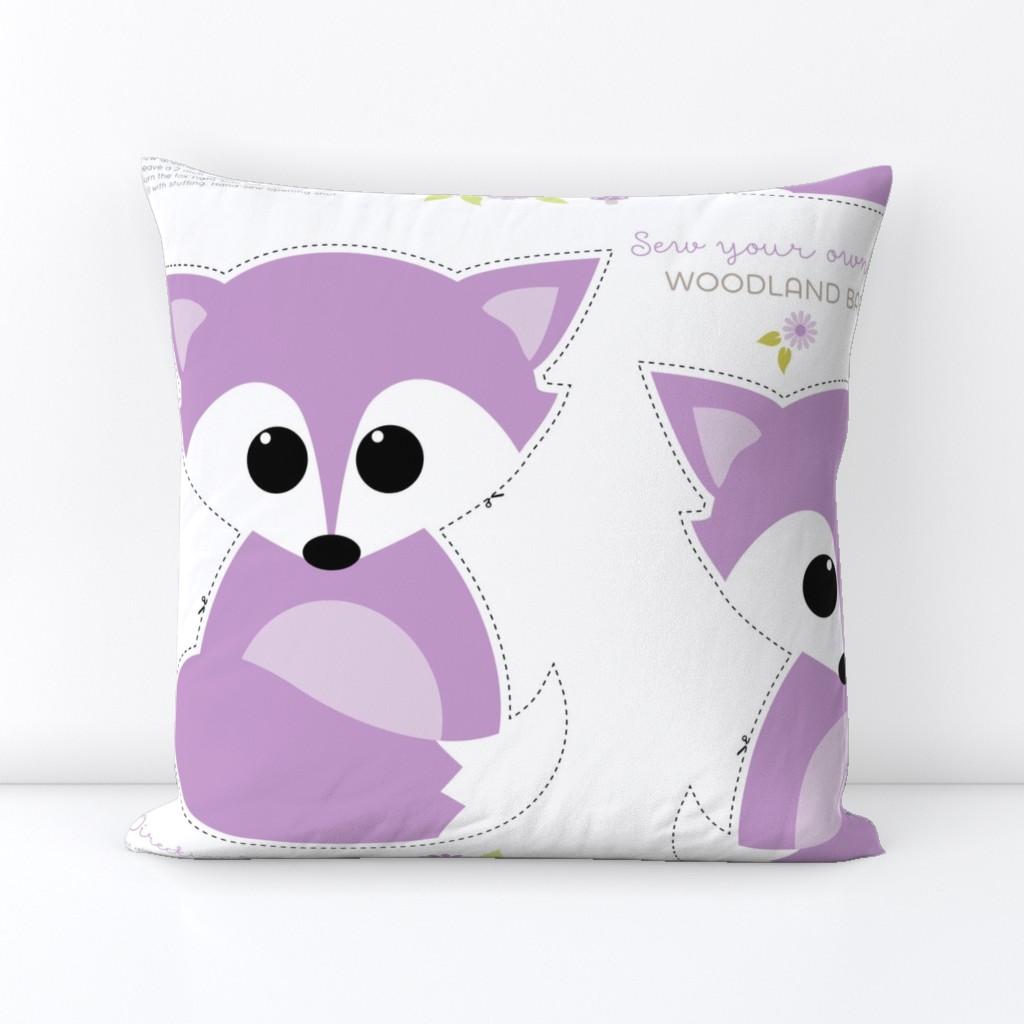 Sew your own baby fox - 2 fronts in purple