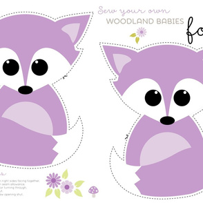 Sew your own baby fox - 2 fronts in purple