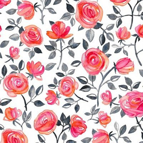 Roses on White - a watercolor floral pattern - small