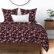 Roses on Black - a watercolor floral pattern - large