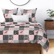 Moose Quilt - pink, grey, black - lighter