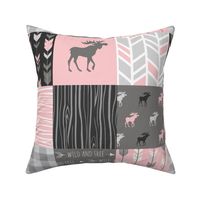 Moose Quilt - pink, grey, black - lighter