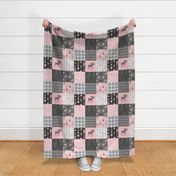 Moose Quilt - pink, grey, black - lighter