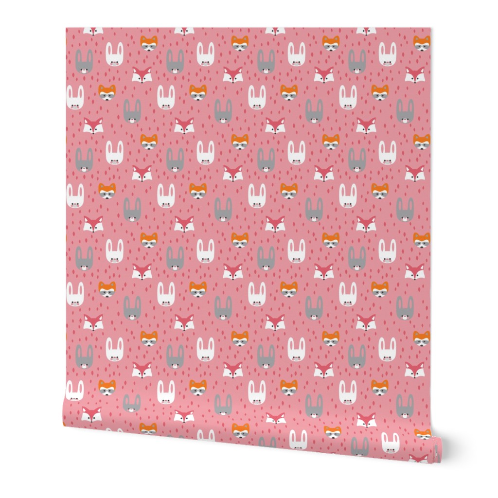 Kawaii forest faces pink