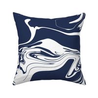 Navy Blue and White Marble Marbled Fabric