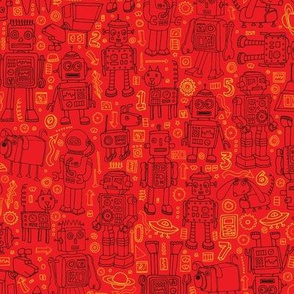 Robot Pattern - Red