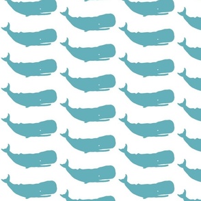 Whale Medium sea blue on white