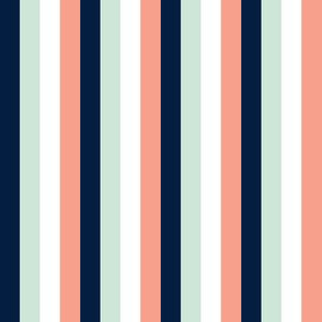 Stripes - Mint/Navy/White/Coral