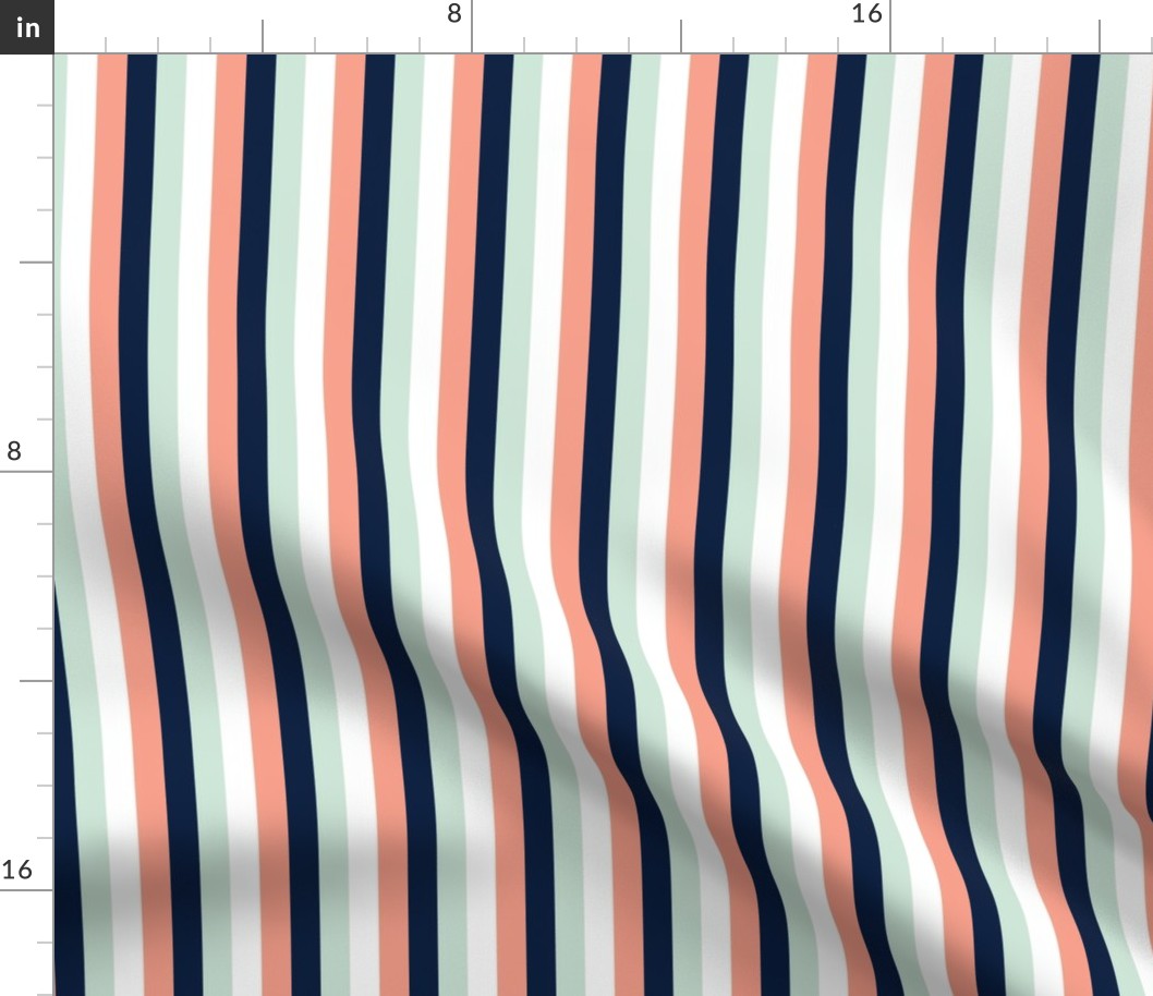 Stripes - Mint/Navy/White/Coral