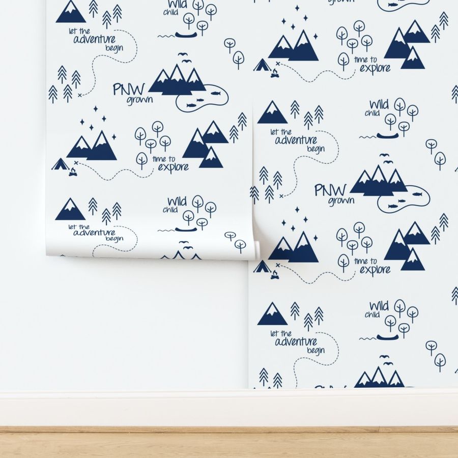 PNW Scene - Navy on White