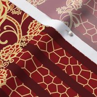 Floral Lace Stripe-Burgundy