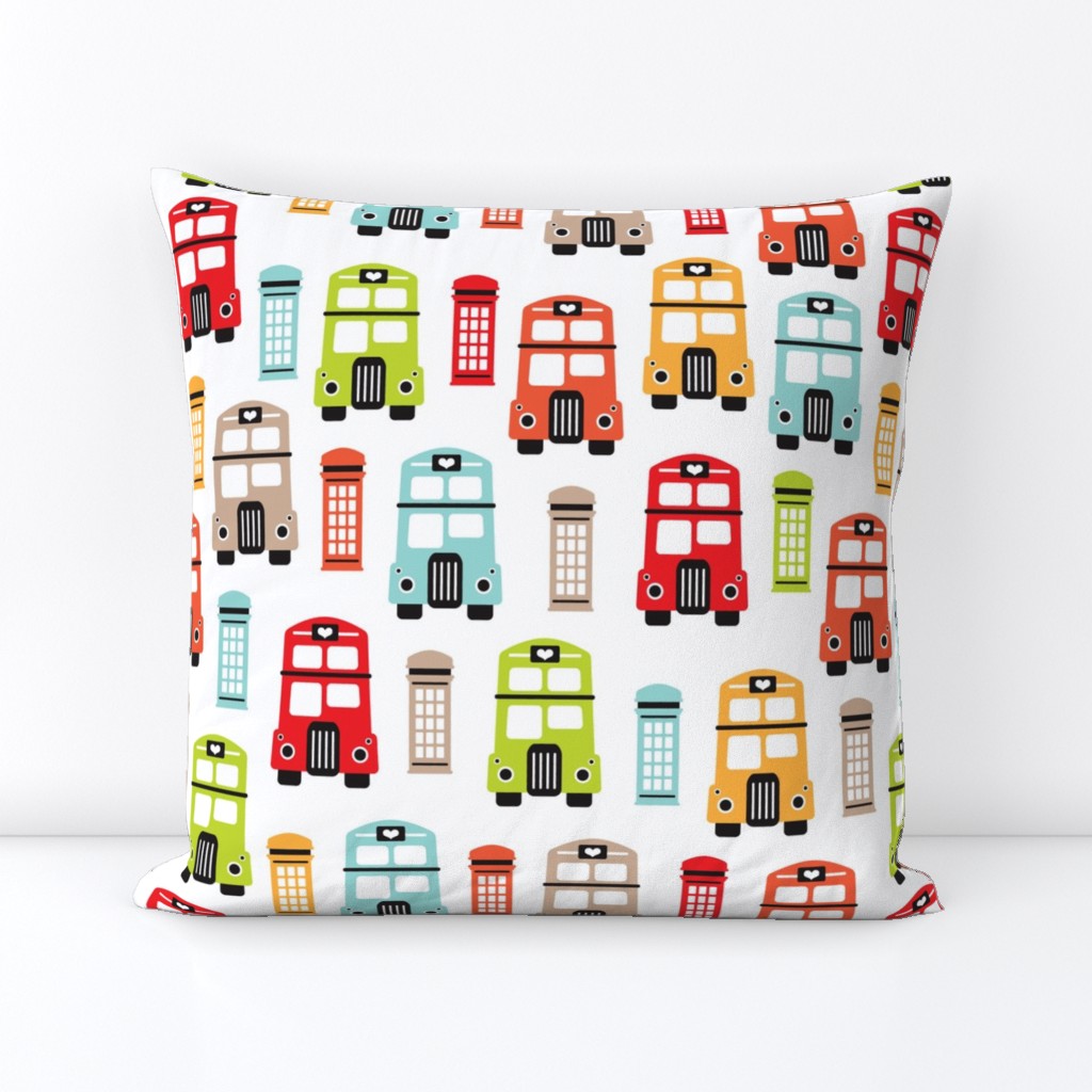 Colorful retro London bus UK great britain pattern LARGE