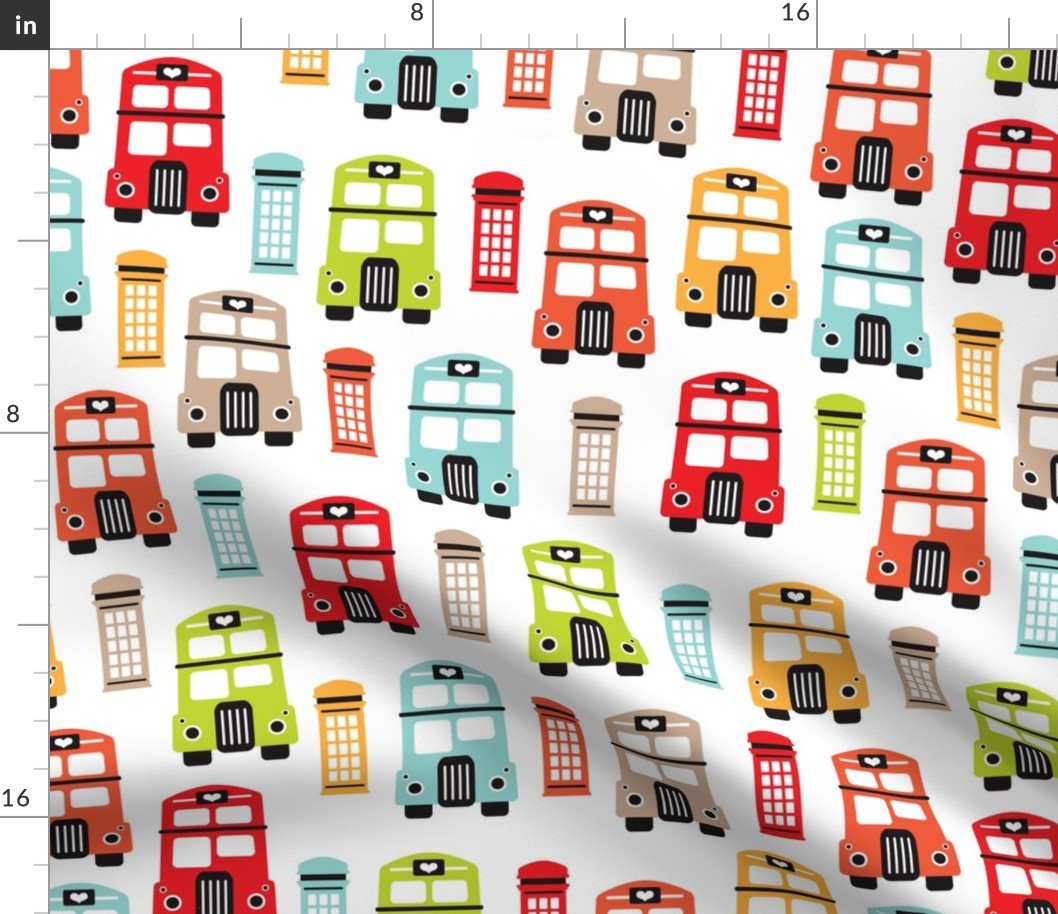 Colorful retro London bus UK great britain pattern LARGE