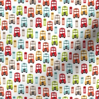 Colorful retro London bus UK great britain pattern XS