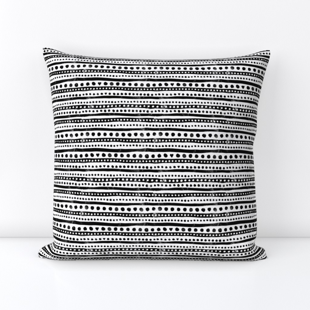 Geometric monochrome strokes lines and dots aztec patchwork back and white