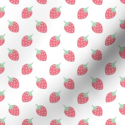 Sweet strawberry summer fruit girls fabric pink mint