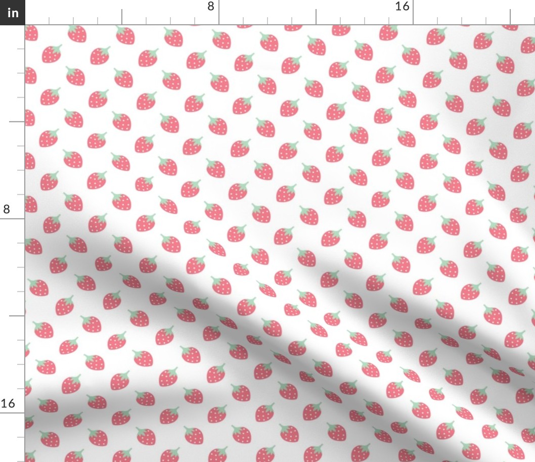 Sweet strawberry summer fruit girls fabric pink mint