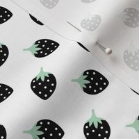 Sweet strawberry summer fruit girls fabric mint black and white